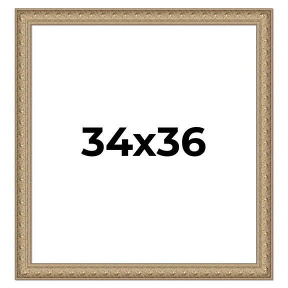 34x36 Frame Ornate Silver Beaded Solid Wood Picture Frame Width 2.5 Inches | Interior Depth 1