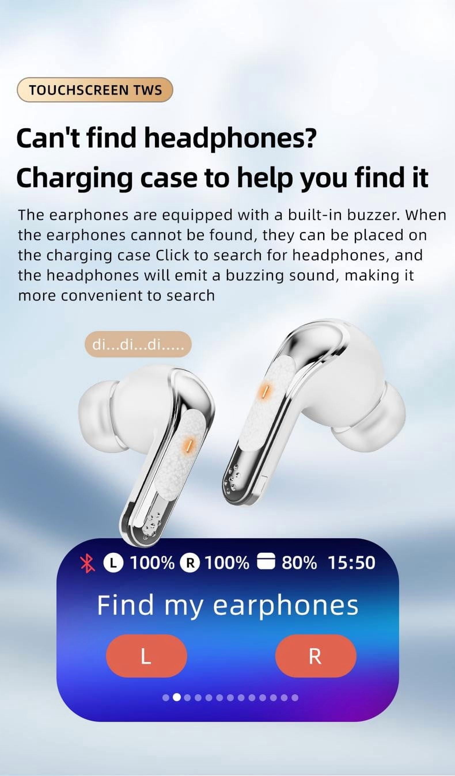 COM1950s Flip Cover Wireless Earbuds,Noise Cancelling Bluetooth 5.4 In-Ear Headphones with 60 Hours Battery Life,Led Smart Display,Ergonomic Fit for Adults,Secure Comfort During Activities
