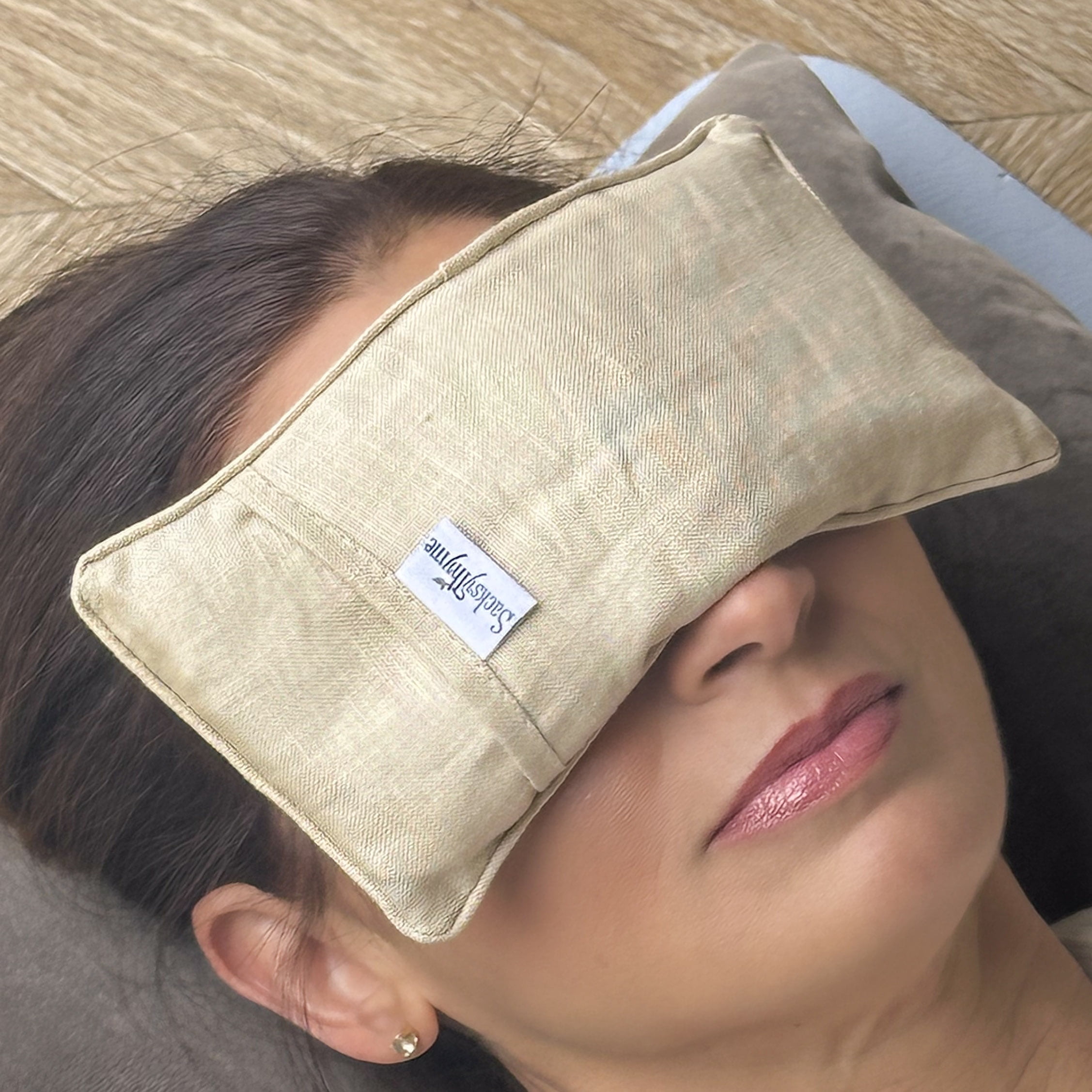 SacksyThyme Linen Eye Pillow, Flaxseed and Lavender - Stress Relief Eye Pillow, Microwave for Hot or Freeze for Cold Eye Compress, Heated Eye Mask for Meditation Yoga, Migraine, Sleep, Made in USA