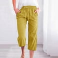 thumbnail image 2 of Dress Pants Elastic Waist Sweatpants Women Womens Casual Wide Leg Pants plus Size Pant Patterned for Women Work Athletic Scrub Women's Solid Color Linen Blend 7/ 8 Loose Fit Casual Trousers W Yellow L, 2 of 4