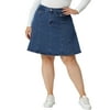MODA NOVA Juniors Plus Size Denim Skirt for Casual A-line Jean Buttons Decor Faux Pockets Mini Skirts
