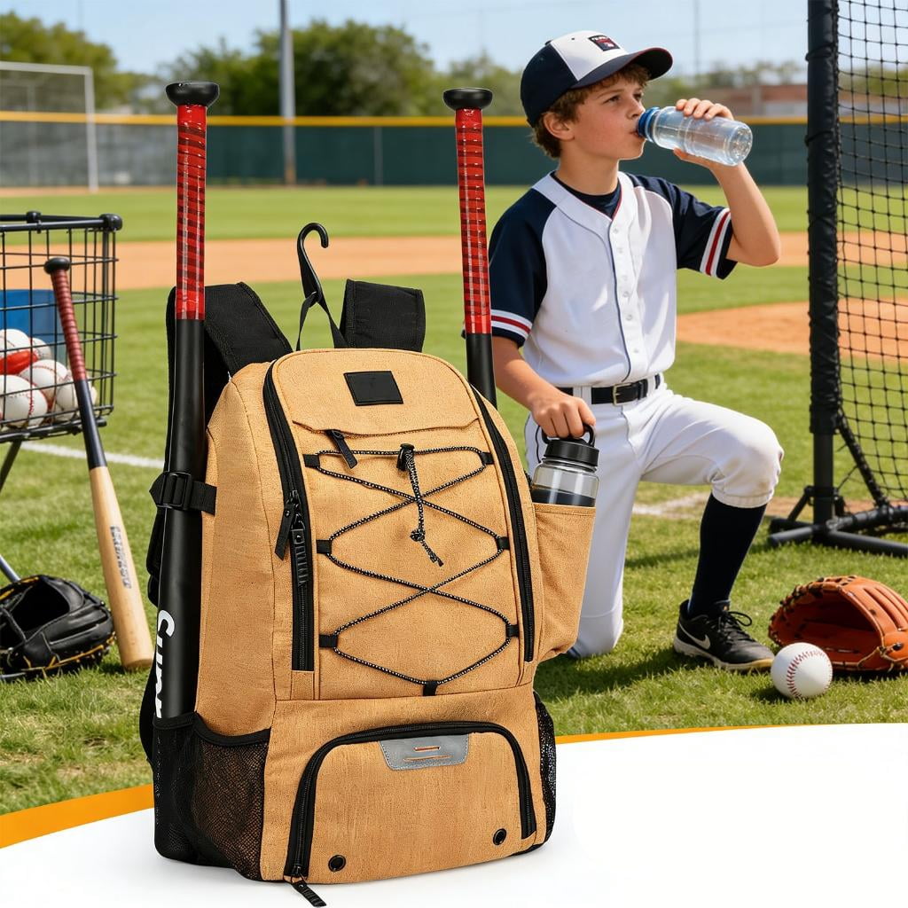 Yihuala Spacious Baseball Backpack Including Separate Shoe Compartment And Side Bat Holders Great For Players And Coaches Needin