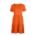thumbnail image 4 of Penkiiy Women's Summer Casual Short Sleeve T Shirt Dress Tiered Swing Mini Dresses with Pockets L Orange, 4 of 7