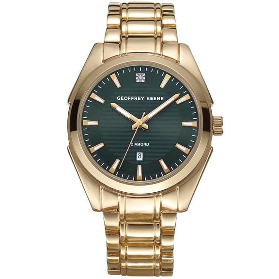 Geoffrey Beene Men's Gold Stainless Steel Dress Watch Classic Quartz, Elegant Design, Water-Resistant