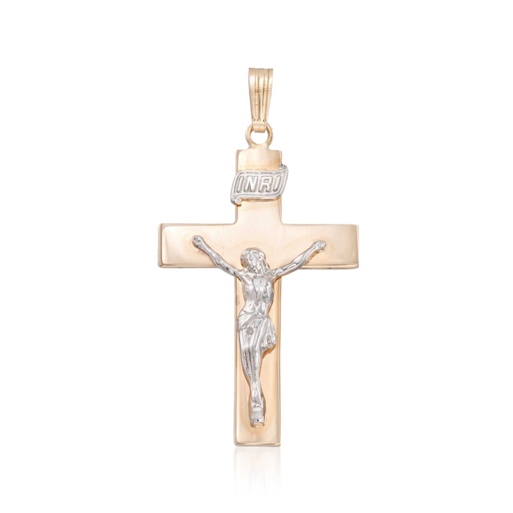 Mens 14k Gold Crucifix Pendant