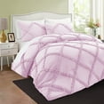 thumbnail image 1 of BedDecor 3 PC Luxury Diamond Ruffle "Pink, King/Cal King" 800 TC 100% Long Staple Egyptian Cotton Made Down Alternative Comforter, 1 of 5