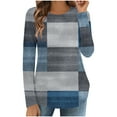 thumbnail image 3 of Craaazy Womens Tops Long Sleeve Crew Neck Blouses Pleated Casual Shirts Curved Hem Tunic T-shirt Gifts For Women, 3 of 8