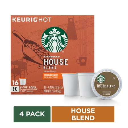 Kona Blend K-cups (Starbucks House Blend Medium Roast Single Cup Coffee For Keurig Brewers, 4 Boxes Of 16 (64 Total K-cup)
