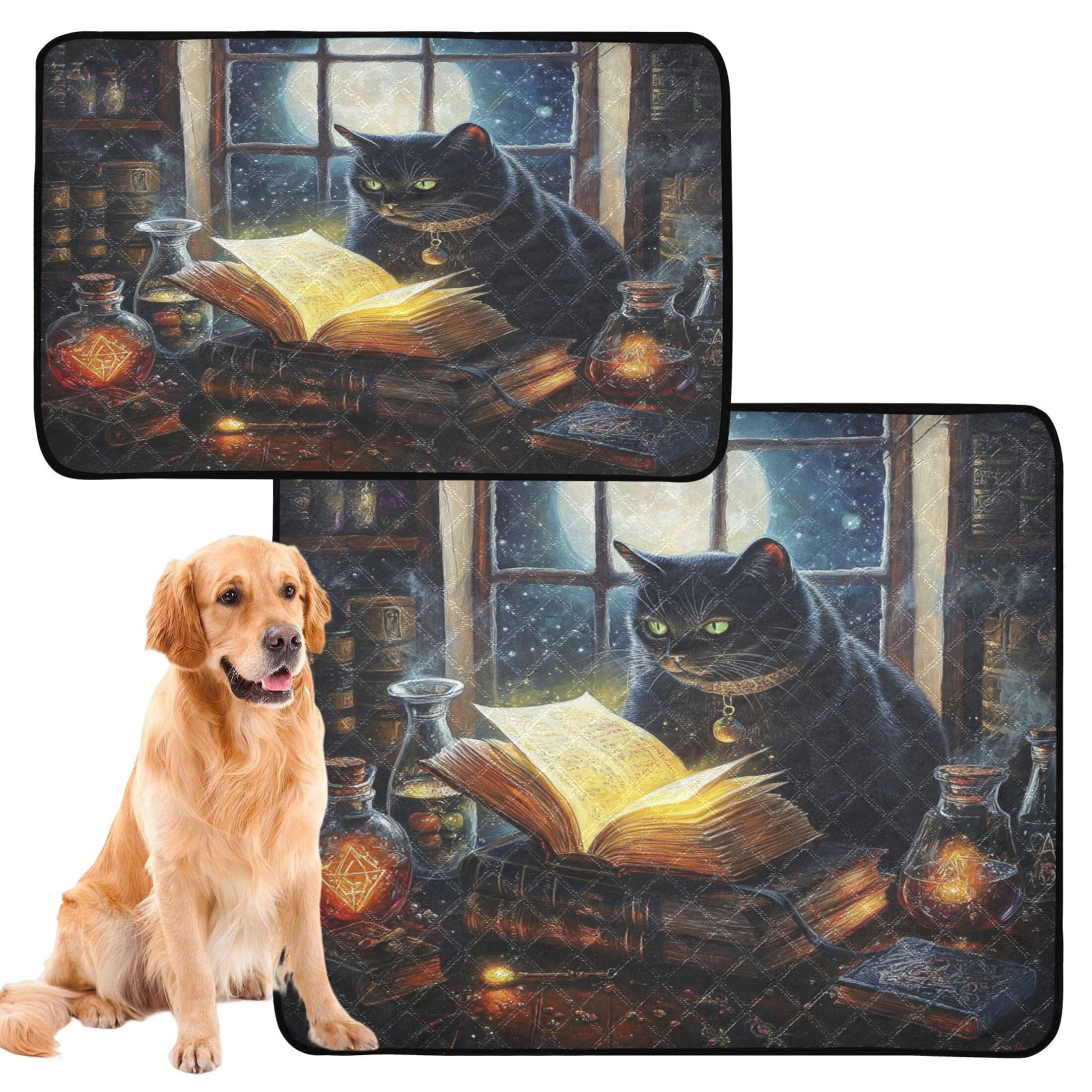 Qxltty Black Cat Magic Room Cat litter Pads Pet Set of 3 Diaper Mats Center Anti-leakage Layer Absorbent Soft and Comfortable