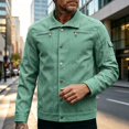thumbnail image 4 of MXALUOB Men's Work Jacket Solid Color Button Front Trucker Jackets with Zipper Pockets Long Sleeve Trendy Casual Coat Winter Tops, 4 of 6