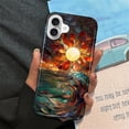 thumbnail image 6 of Case for iPhone 16, 2 in 1 PC Hard Shell Silicone Inner Bumper Anti-Scratch Full-Body Cover Shockproof Slim Design Stained Glass Sun Waves, 6 of 7