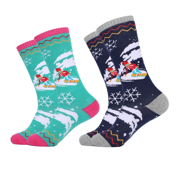 Kids Ski Socks, 2-Pair Pack Snowboarding Socks for Toddler Boys and Girls, Over the Calf Design w/Non-Slip Cuff, Knee-high Warm Thermal Snowboard Skating Socks for Boys Girls Toddler