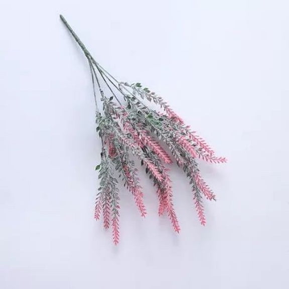 1 Bundle Red Artificial Lavender Bouquet, Flocking Plastic Flower for Home Wedding Decor Red