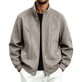 thumbnail image 2 of IhhxPro Big & Tall Men's Vintage-Inspired Leather Look Bomber Jacket with Pockets Fit Zip-Up Retro Classic Motorcycle Outerwear Casual Slim M-4XL, 2 of 9