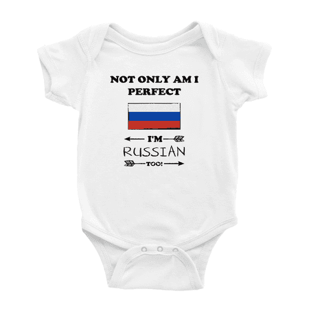 

Not Only Am I Perfect I m Russian Too! Baby Rompers Baby Bodysuit (White 12-18 Months)