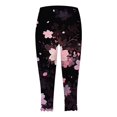 thumbnail image 4 of GHSOHS Leggings for Women Yoga Pants Stretch Pants Jeggings Tights Capri Leggings for Women Floral Print Cropped Leggings Knee Length Summer Workout Leggings Casual Comfy Cropped Yoga Pants Yoga ,M, 4 of 5