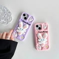thumbnail image 5 of Purple Bunny Phone Case Compatible with iPhone 14 Pro Max, Cute 3D Korea Dopamine Rabbit Case with Bunny Telescopic Hold Stand Shockproof Silicone Soft Case, 5 of 11