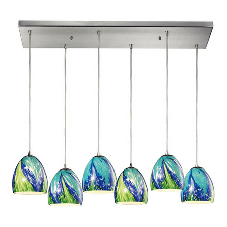 

Chandeliers 6 Light With Satin Nickel Finish Tropics Glass Medium Base 30 inch 360 Watts - World of Lamp