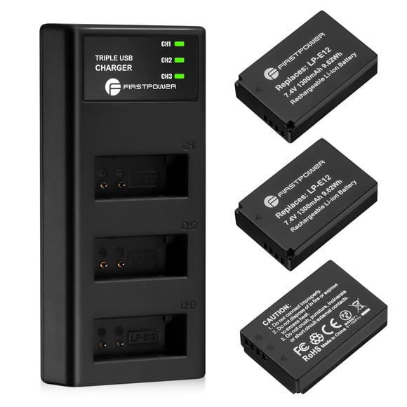 Batería y cargador FirstPower LP-E12 para Canon EOS M50, M50 Mark II