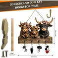 thumbnail image 6 of 2D Highland Cow Key Hooks for Wall - Wooden Key Holder and Organizer with Flat Design for Home, Office, or Garage Decor(2PC), 6 of 7