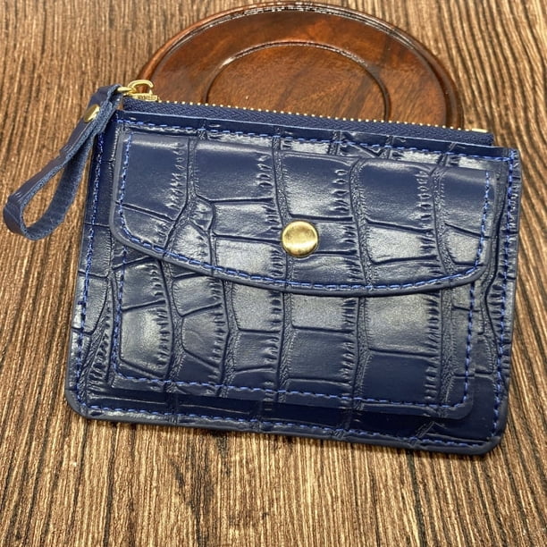 Monedero con tarjetero y cremallera para mujer, color caramelo, estampado de cocodrilo, pequeño y fresco