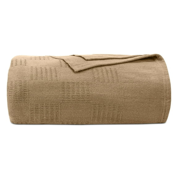 JMR Beige Hospital/Home Thermal Blanket Snagfree 100% Cotton Coach Throw or Quilt Twin Size 66x90