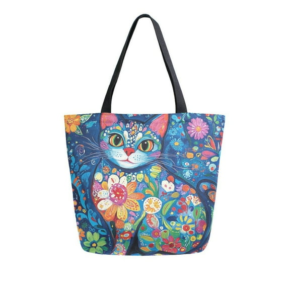 DIXRUYEE Tote Bag Women Weekender Travel Bag Shoulder Handbag Blooming Cat Delight Printed