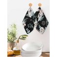 thumbnail image 2 of Easter Bunny Kitchen Dish Towels for Drying Dishes Set of 2, Green Eucalyptus Leaves Spring Flowers Black Waffle Weave Microfiber Hand Tea Bathroom Towels Quick Dry & Absorbent Towel 12x12, 2 of 7