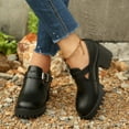 thumbnail image 2 of Black Brown Leather Ankle Boots for Women Platform Lug Sole Chunky Heel Slip on Loafers Buciness Casual Shoes, 2 of 7