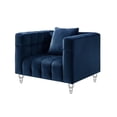 thumbnail image 4 of Adalyn Club Chair Navy Blue Velvet  Biscuit Tufted Lucite Leg, 4 of 9