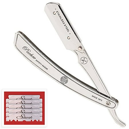 Parker SRX Heavy Duty / Professional 100% Stainless Steel Straight Edge Barber Razor and 5 Shark Super Stainless blades ** BRAND NEW FOR SPRING 2016 (Best Straight Razor For Barbers)