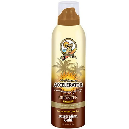 Home Tanning Bed - Tanning Oil Accelerator Continuous Spray with Instant Bronzer Australian Gold Dark, 6 fl oz