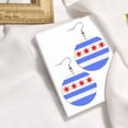 thumbnail image 4 of Round Leathe Dangle Earrings For Women Chicago Flag Style Circle Shape Drop Earrings Jewelry, 4 of 6