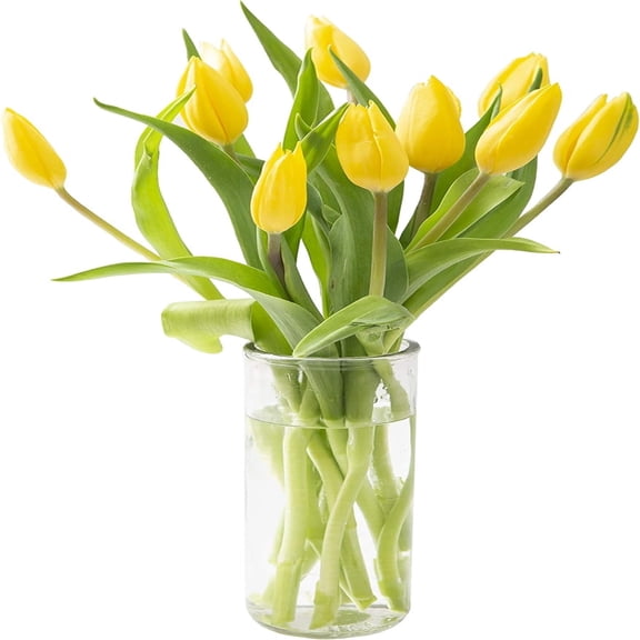 KaBloom: 20 Yellow Tulips with Vase, Next-Day Delivery, Gift for Every Occasion.