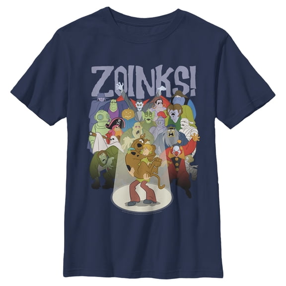 Boys' Husky Scooby Doo Zoinks Monster Audience Graphic Tee Navy Blue Large