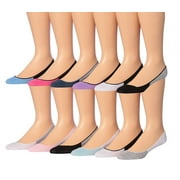 Tipi Toe Women's 12-Pairs Ultra Low Cut No Show Flats & Heels Shoe Foot Liner Socks With Non Slip Heel Silicon Gel Grip, PES20
