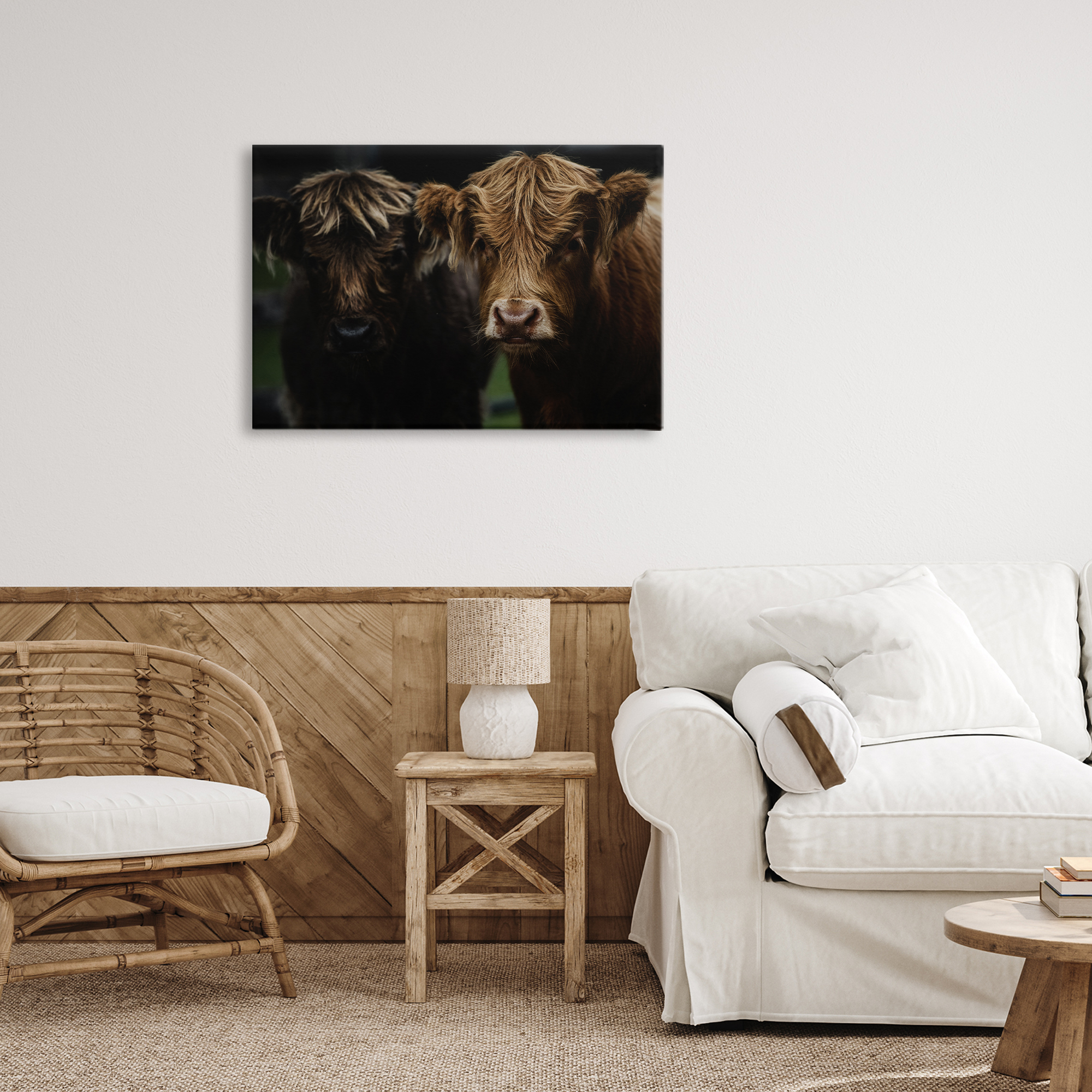 Cow Faces Highland Pair Canvas Wall Art, design by Amy Carroll