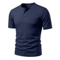 thumbnail image 6 of Men's Short Sleeve Henley Shirt Athletic Slim Fit Button Down Tops Casual Workout Tee （Navy,2XL）, 6 of 9