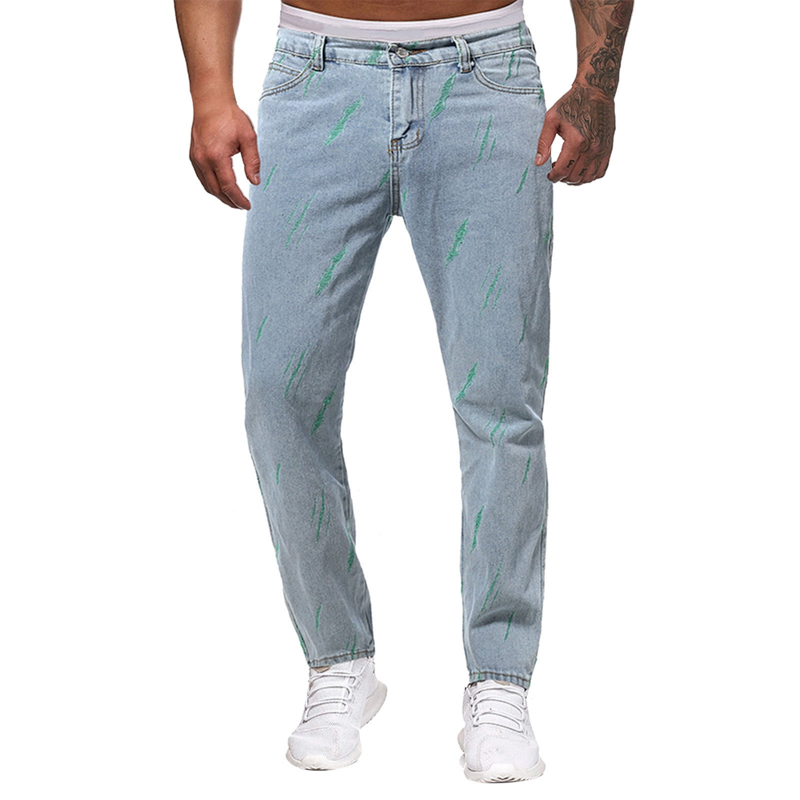 Stretch 501 for Men 9wrlavs Mens Fashion Casual Straight Hole Buckle Zipper  Denim Long Pants Trousers Pants Hole Pants 