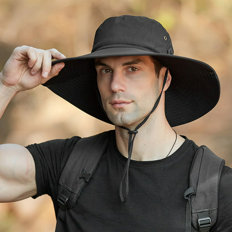 Baocc Sun Hats Mens Waterproof Outdoor Sun Protection Breathable Fisherman  Cap Foldable Hat Hair Accessories Black