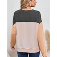 thumbnail image 3 of SHIBEVER Womens Long Sleeve Tops Crewneck Shirts Casual Knitted Ribbed Pullover Sweatshirts for Women Fashion Color Block Tops Fall Clothes Blouses Tunics Tops Size M, 3 of 4