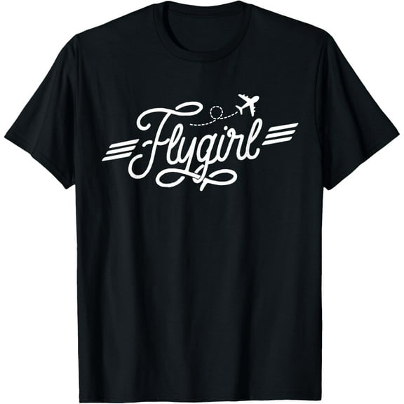 Flygirl Vintage Aviation Shirt Pilot Gift Flight Attendant T-ShirtMen and women, Black T-shirt, size: Extra large