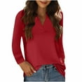 thumbnail image 4 of KIHOUT Women Loose Casual Sleeve V-Neck Solid Casual Blouse T-shirt Tunic Tops, 4 of 9