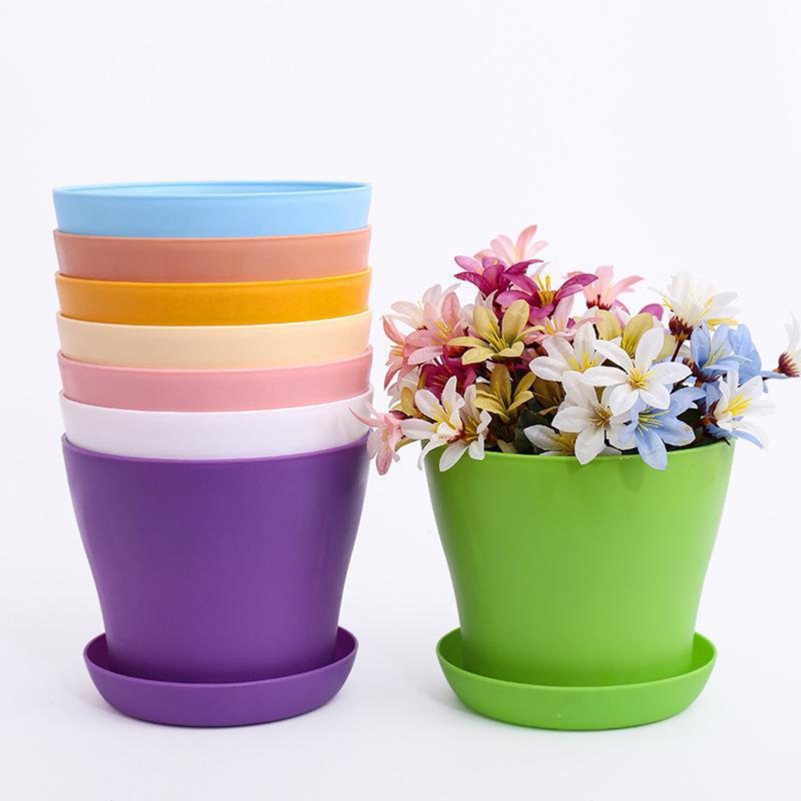 20 X 9cm Coloured Plastic Plant Pots Lightweight Colourful Colour Flower pot