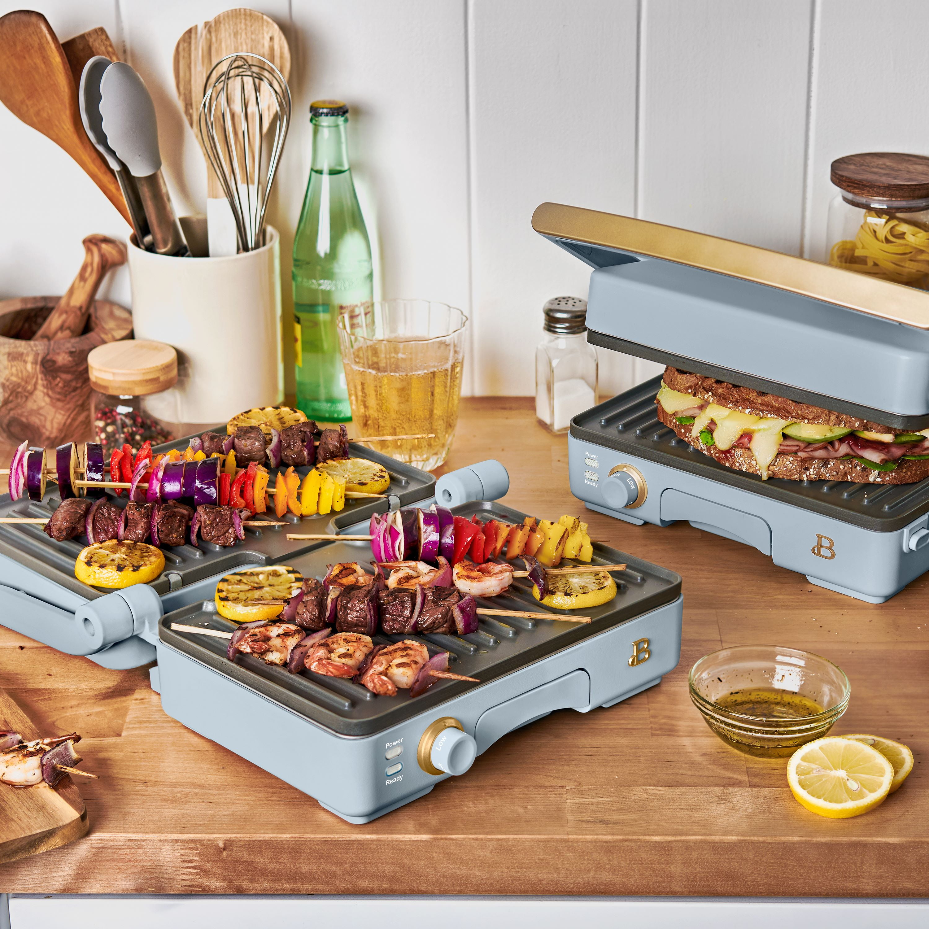 Beautiful Panini Grill with Detachable plates Cornflower Blue by Drew Barrymore