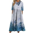 thumbnail image 2 of Robes de Soirée Mode Femmes Décontractées Aguichant Col en V Imprimé Été Manches Courtes Poches Robe Femmes en Liquidation, 2 of 6