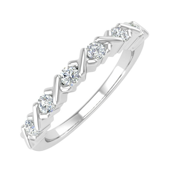 1/4 Carat Round Diamond Wedding Band Ring in 14K White Gold (Ring Size 6.25) (I1-I2 Clarity)