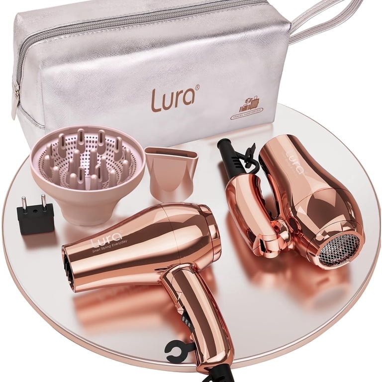 Lura Mini Travel Hair Dryer, 1200W Dual Voltage Rose Gold photo 1