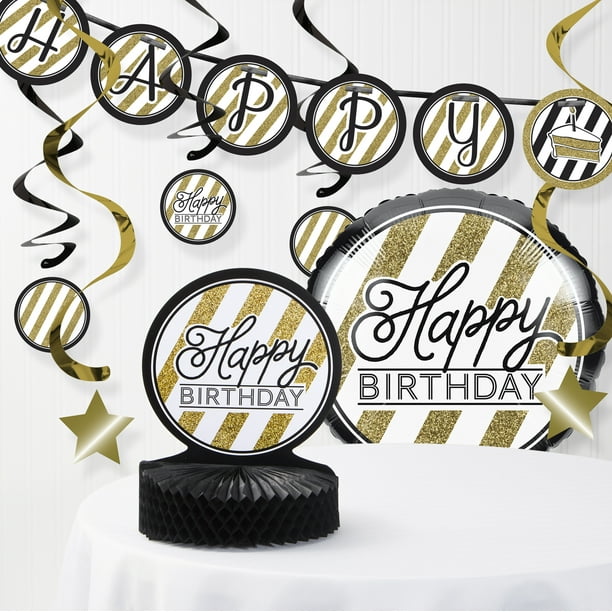 Black and Gold Birthday Decorations Kit