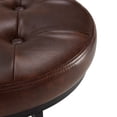 thumbnail image 4 of Duhome Elegant Lifestyle Modern Faux Leather Round Ottoman Stool Vanity Stool Button Tufted Metal Base,Dark Brown, 4 of 7